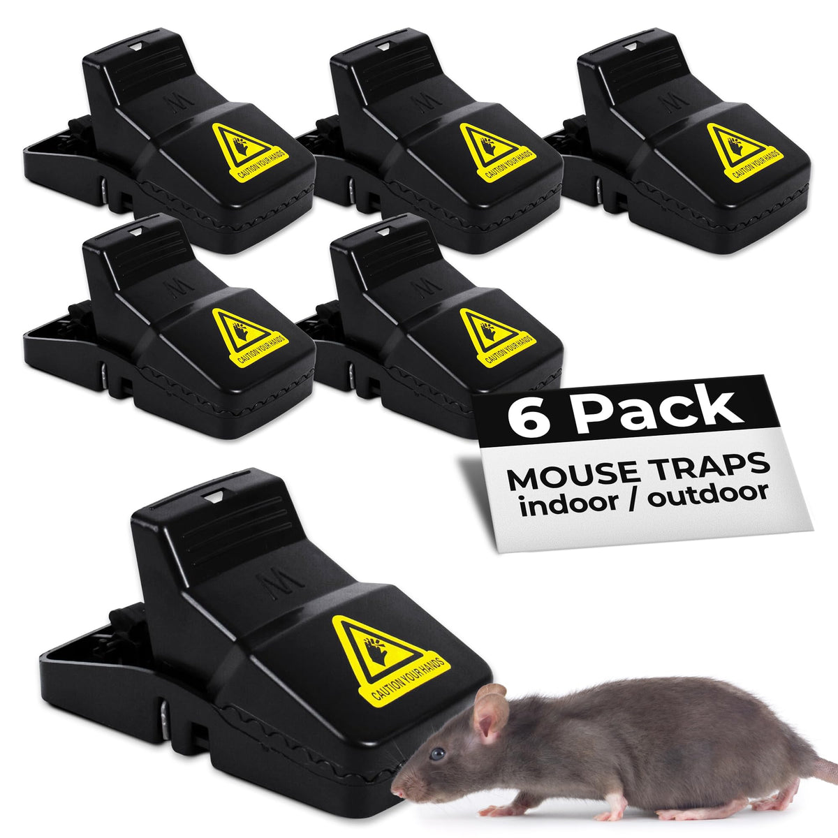 TwinTech Large Rat Traps – Reusable Touch-Free Snap Traps for Rats & Mice (12 Pack)