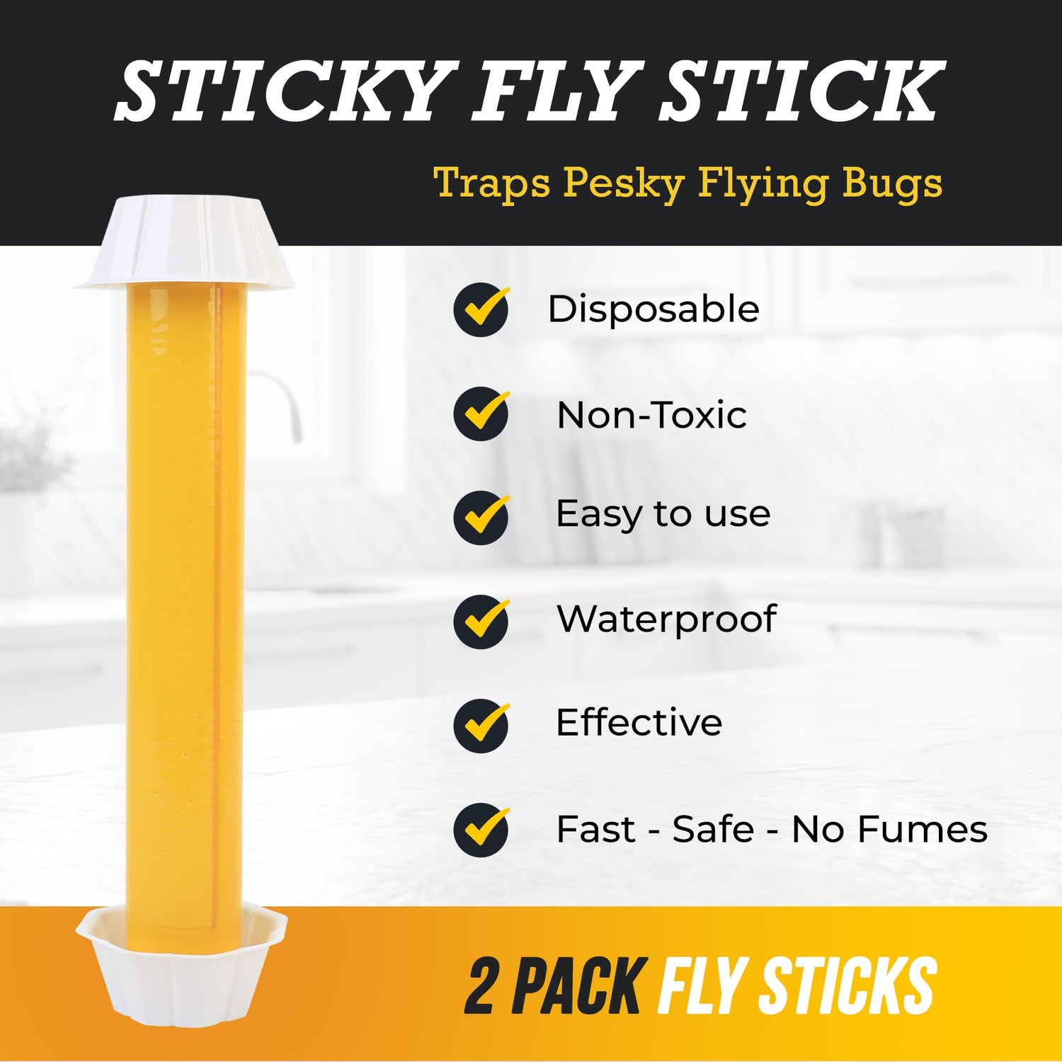 TwinTech Hanging Sticky Fly Traps | Sticky Fly Traps for Outdoors & Indoors to Control House Flies, Moths, & Other Flying Insects | Disposable and Easy-to-Use with Strong Stickiness | Pack of 4