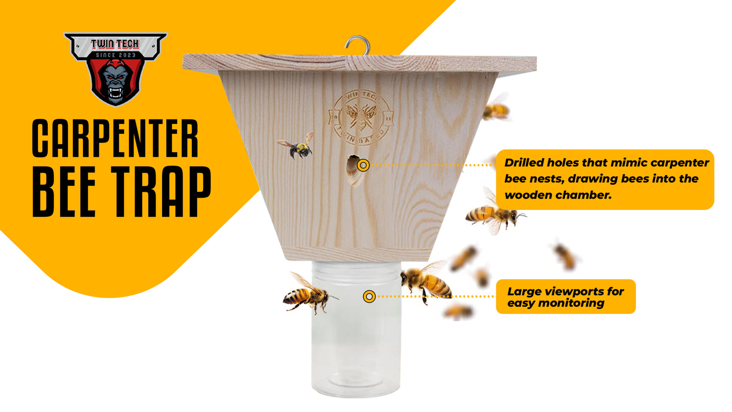 Eco-Friendly Carpenter Bee Trap: TwinTech’s Smart Design for Chemical-Free Protection