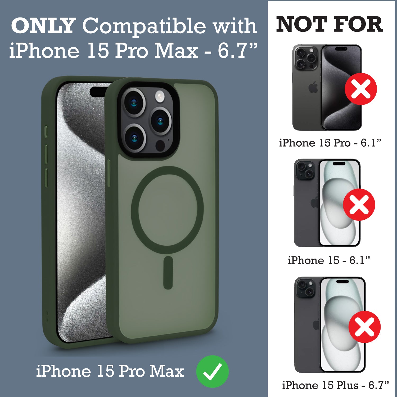 Translucent Phone Case for iPhone 15 Pro Max | Dark Green